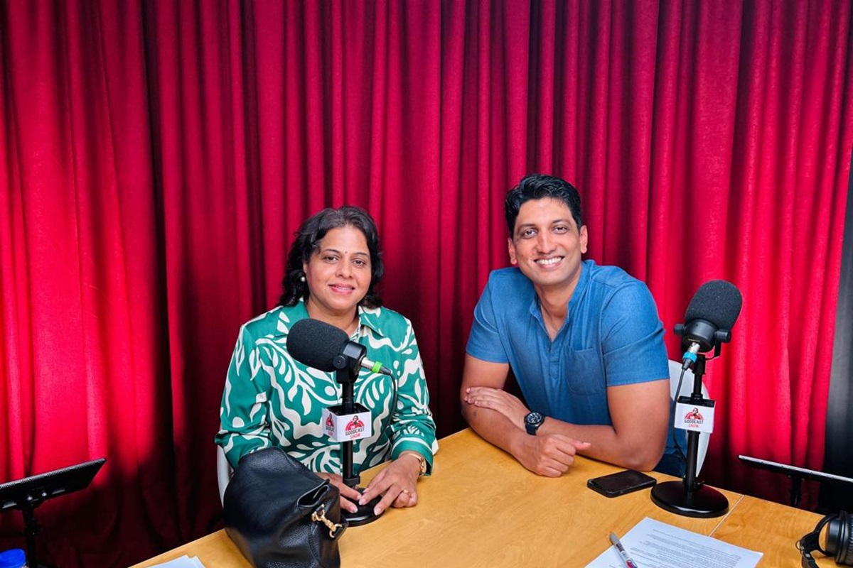 Dr. Sunitha of Taarana School and Vinodh Rajendran smiling in studio on TheGoodCastShow discussing Special Needs in Malaysia